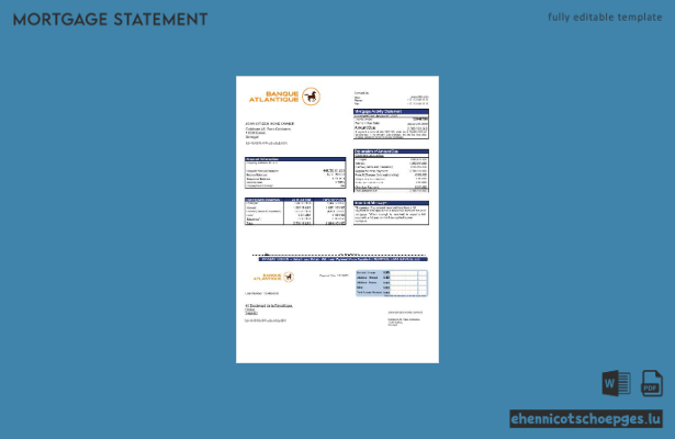 Senegal Banque Atlantique Hypothekenabrechnung in Word- und PDF-Formaten – Beispielvorschau